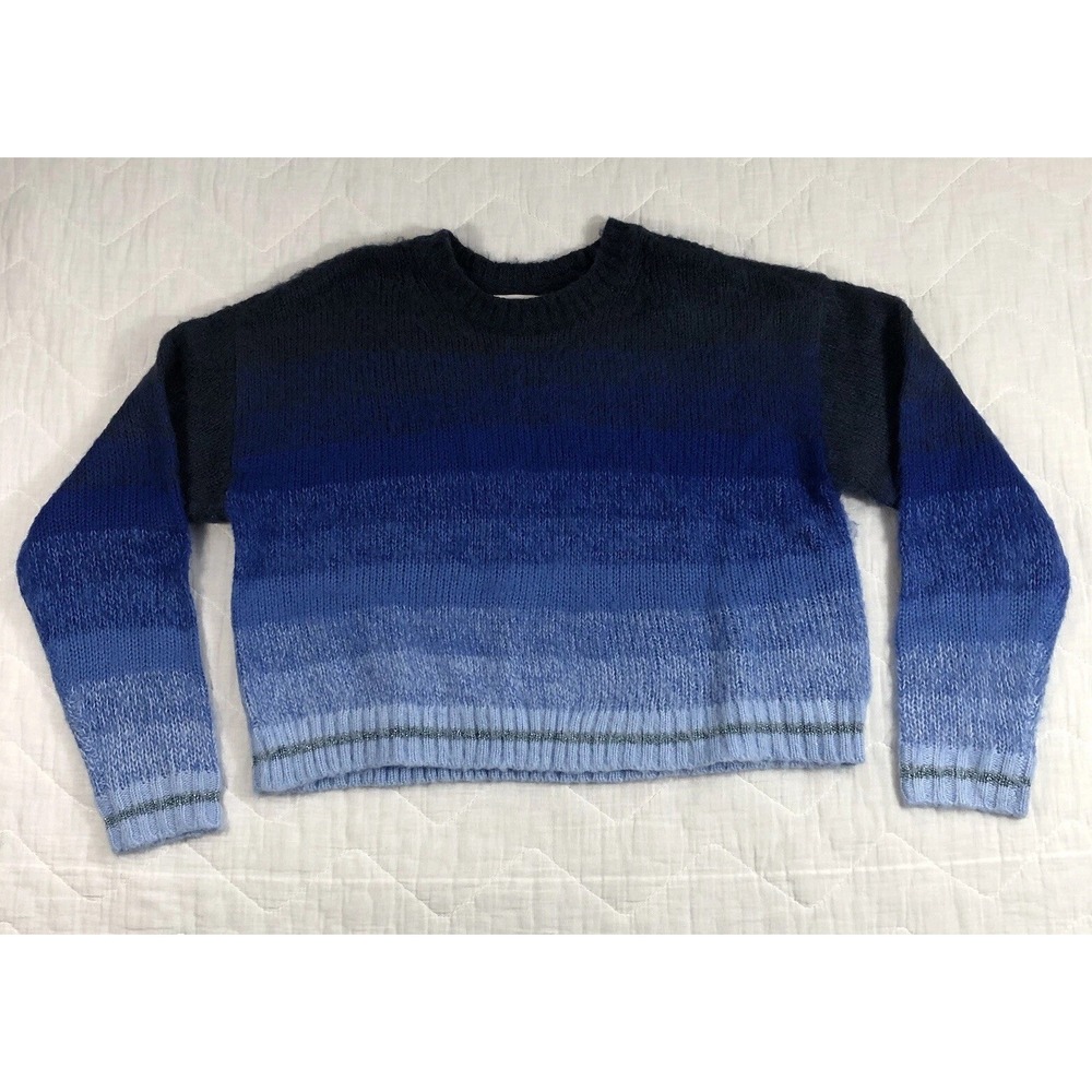 American Eagle Sweater Womens Size Small Blue Ombre Striped Crop Crewneck Winter